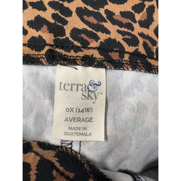 Terra & Sky Womens Leopard Print Pants 0X (14W) Rayon/Nylon/Spandex Pockets - Picture 3 of 4